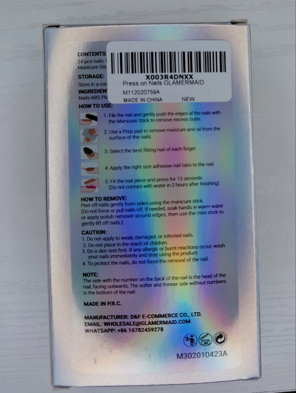 Mixed Nail Stickers & Press-On Nails Set - Black, White, Pink, Holographic - Picture 4 of 11
